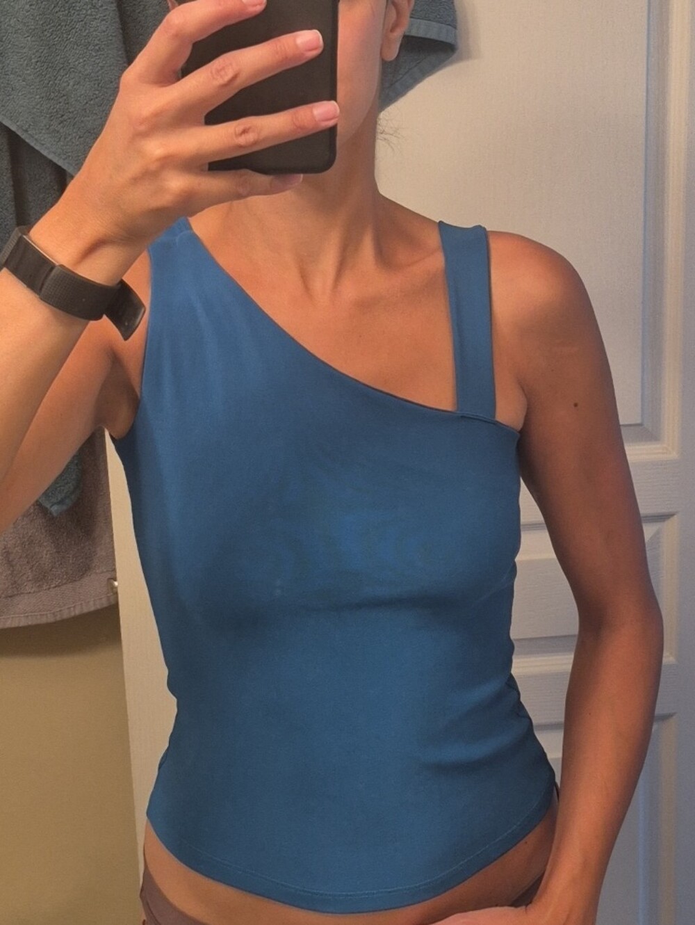 Streetwear Society Teal One-Shoulder Tank Top
